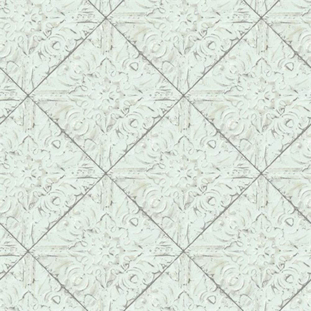 Wallpaper Brandi Light Blue Tin Faux Tile